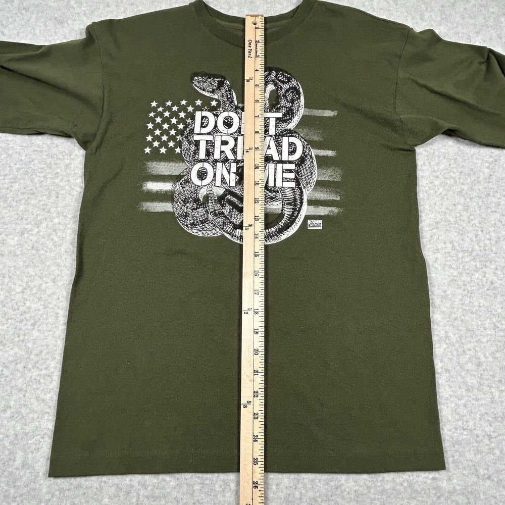 Rags Of Honor Men M L/S Don't Tread On Me T Shirt Dark Olive Green Military USA - Picture 7 of 8